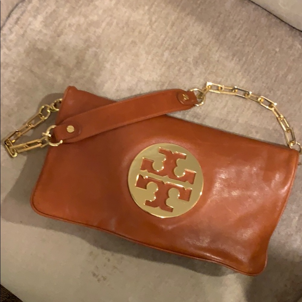 Tory Burch Reva Leather Shoulder Clutch